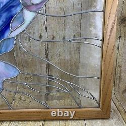 Stained Glass Hanging Window Panel Trout Fish Dragonfly Stream FLAW