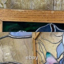 Stained Glass Hanging Window Panel Trout Fish Dragonfly Stream FLAW