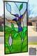 Stained Glass Hummingbird Panel, Contemporary Window Hanging, s, Iridized 12x24