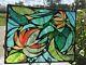 Stained Glass Lily Peonies Flowers Mosaic Window Panel Transom OOAK