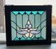 Stained Glass Lotus Flower Window Panel Suncatcher Hangin Wood Frame Art Nouveau