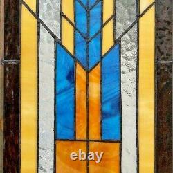 Stained Glass Mission Window Door Panel Handcrafted Tiffany Style 9 X 19.5