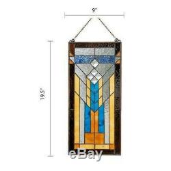 Stained Glass Mission Window Door Panel Tiffany Style LAST ONE THIS PRICE 9X19