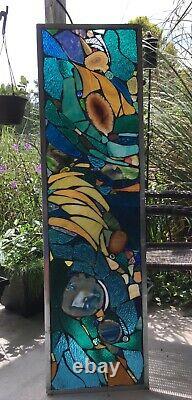 Stained Glass Mosaic Window Abstract Contemporary Panel OOAK