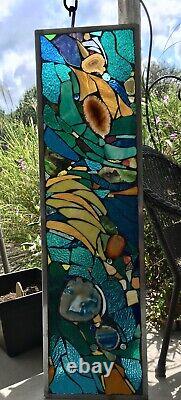 Stained Glass Mosaic Window Abstract Contemporary Panel OOAK