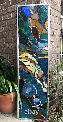 Stained Glass Mosaic Window Abstract Contemporary Panel OOAK