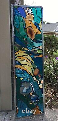 Stained Glass Mosaic Window Abstract Contemporary Panel OOAK
