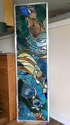 Stained Glass Mosaic Window Abstract Contemporary Panel OOAK