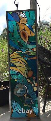 Stained Glass Mosaic Window Abstract Contemporary Panel OOAK