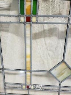 Stained Glass Multi-colored Window Panel 22 X 19 Handcrafted