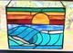 Stained Glass Ocean Seascape Panel, Nautical Themed Suncatcher, 10W By 8H