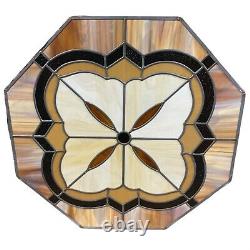 Stained Glass Octagon 34 Window Panel Geometric Design Brown Vintage MCM Retro