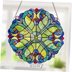 Stained Glass Panel 12 H Window Suncatcher Window Halston Green/Blue