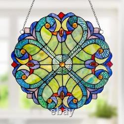 Stained Glass Panel 12 H Window Suncatcher Window Halston Green/Blue