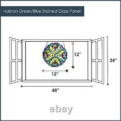 Stained Glass Panel 12 H Window Suncatcher Window Halston Green/Blue