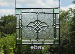Stained Glass Panel 24.5 x 20.5 Geometric Beveled Design