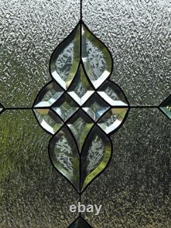 Stained Glass Panel 24.5 x 20.5 Geometric Beveled Design