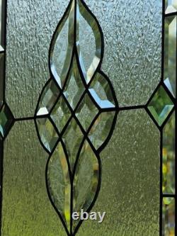 Stained Glass Panel 24.5 x 20.5 Geometric Beveled Design