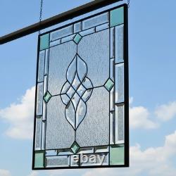 Stained Glass Panel 24.5 x 20.5 Geometric Beveled Design