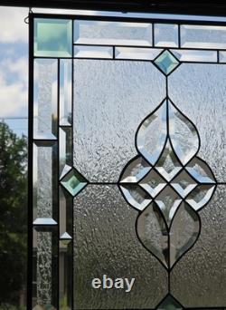 Stained Glass Panel 24.5 x 20.5 Geometric Beveled Design