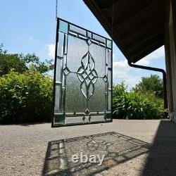 Stained Glass Panel 24.5 x 20.5 Geometric Beveled Design