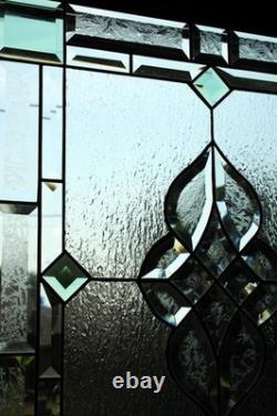 Stained Glass Panel 24.5 x 20.5 Geometric Beveled Design