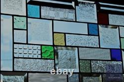 Stained Glass Panel 33.75x 18.75 large window hanging colorful privacy textured