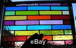 Stained Glass Panel, Abstract Rainbow Suncatcher, Geometric, Handmade in England