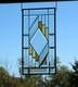 Stained Glass Panel Amber, Iridescent Clear, Bevels, Zinc Frame (20.5x10.5)