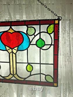 Stained Glass Panel, Art Nouveau Suncatcher, Large