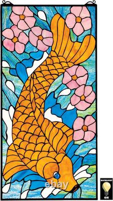 Stained Glass Panel Asian Koi Fish Stained Glass Window Hangings Window Trea