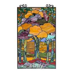 Stained Glass Panel Autumn Fall Forest Suncatcher Art glass