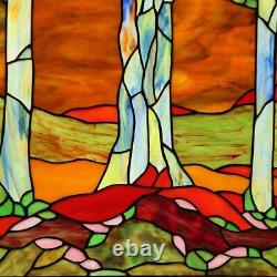 Stained Glass Panel Autumn Fall Forest Suncatcher Art glass