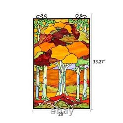 Stained Glass Panel Autumn Fall Forest Suncatcher Art glass