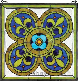 Stained Glass Panel Fleur De Lis Quatrefoil Stained Glass Window Hangings Wi