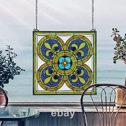 Stained Glass Panel Fleur De Lis Quatrefoil Stained Glass Window Hangings Wi