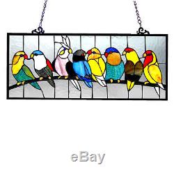 Stained Glass Panel For Windows Art Tiffany Style Decor Kitchen Hanging Bird NEW
