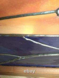 Stained Glass Panel Hand- Crafted Ocen Sunset Wood Frame