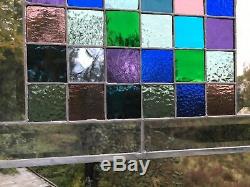 Stained Glass Panel In Blues, Greens, Purple, Sparkly Beveled Glass