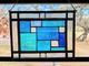 Stained Glass Panel, Modern Geometric Panel with Blue Hues, 11W By 9H