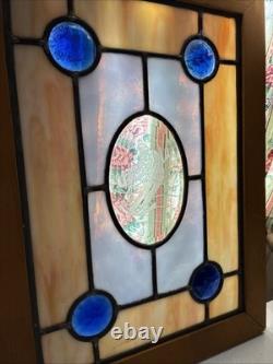 Stained Glass Panel Snow Skier Etched Glass Tiffany Style Window 21 by 12