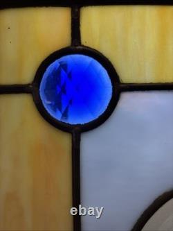 Stained Glass Panel Snow Skier Etched Glass Tiffany Style Window 21 by 12