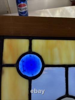 Stained Glass Panel Snow Skier Etched Glass Tiffany Style Window 21 by 12