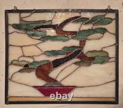 Stained Glass Panel Tiffany Style Bonsai Tree 18 X 16