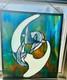 Stained Glass Panel Wall Hanging Beach Dolphins Tropical Sun Catcher Vintage