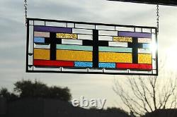 Stained Glass Panel, Window Hanging Beveled -25 3/8 9 1/2