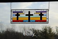 Stained Glass Panel, Window Hanging Beveled -25 3/8 9 1/2