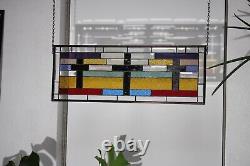 Stained Glass Panel, Window Hanging Beveled -25 3/8 9 1/2