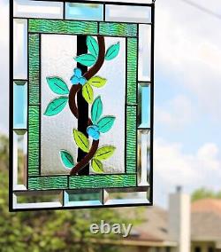 Stained Glass Panel, Window Hanging, Fused Art Glass, colored glass Beveled