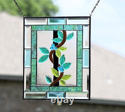 Stained Glass Panel, Window Hanging, Fused Art Glass, colored glass Beveled